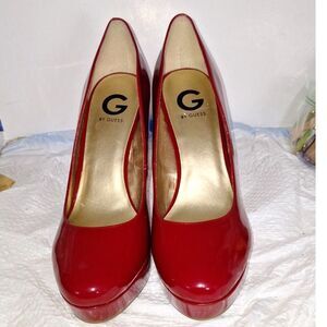 G by Guess Women's Red Platform Pumps High Heels Elegant Red Carpet Shoes 11M